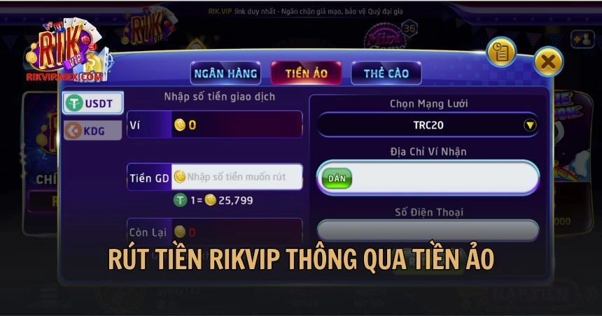 Rút tiền Rikvip thông qua tiền ảo